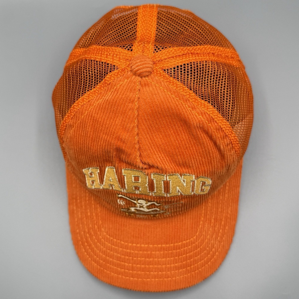 Keith Haring X Hat Cap Orange Mad Engine Corduroy Mesh Trucker Snapback‎ Mens - Picture 7 of 10